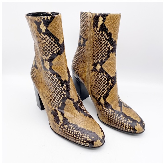 Zara Bloggers Favorite Leather Snake Print Boots‎ Size 36 - Picture 5 of 16